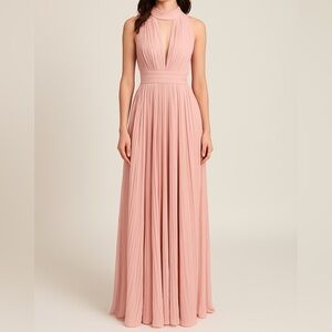 NBD Pale Pink Maeve Pleated Maxi Dress